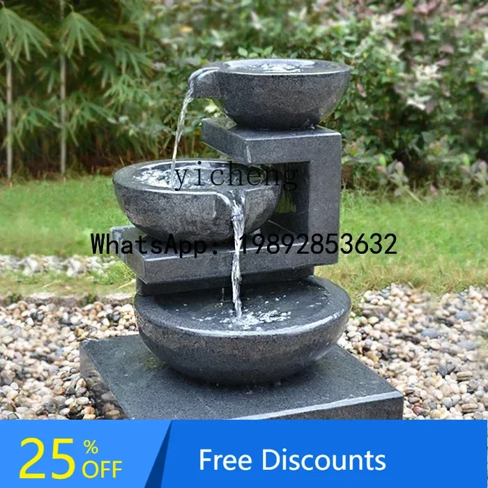 X1Simple Stone Landscape Office Fountain Courtyard Water Feature Garden Natural Bluestone Ornament