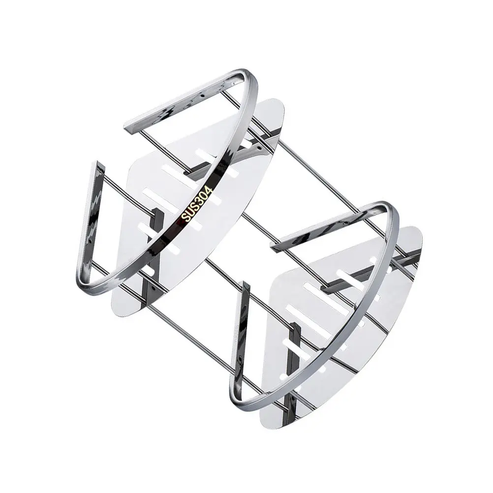 Double Layer Stainless Steel Triangle Corner Shelf for Bathroom Storage – Wall Mounted Organizer Rack