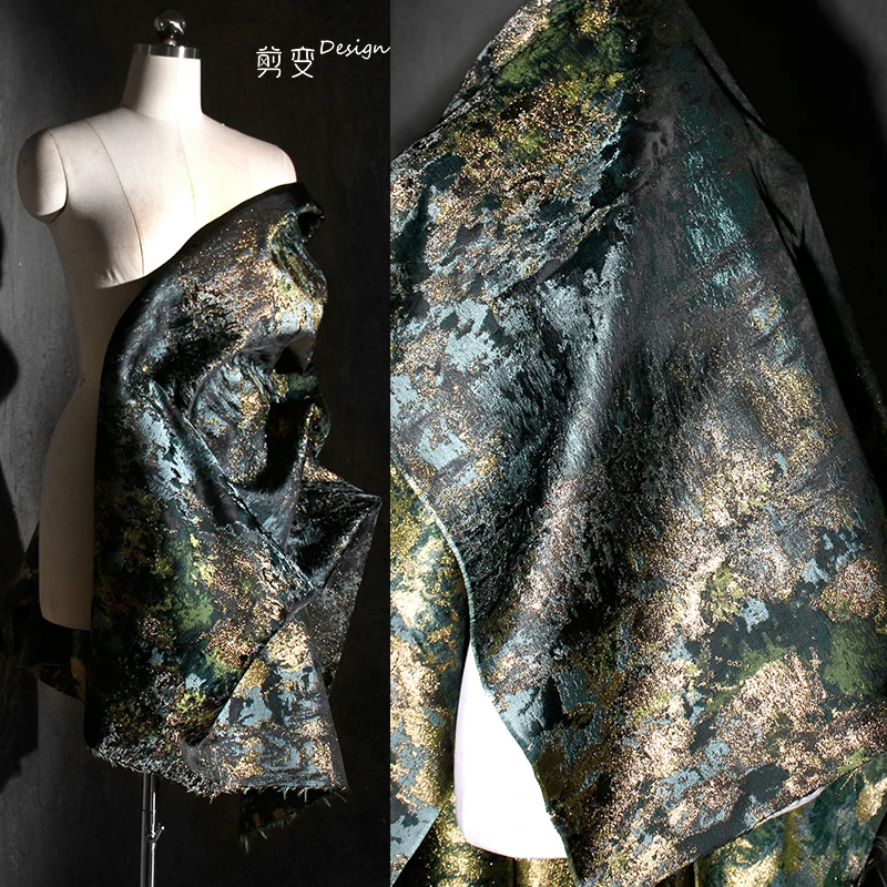 

Moss Gilt Jacquard Fabric Retro New Chinese Double-sided Texture Creative Top Skirt Clothing Designer Fabric