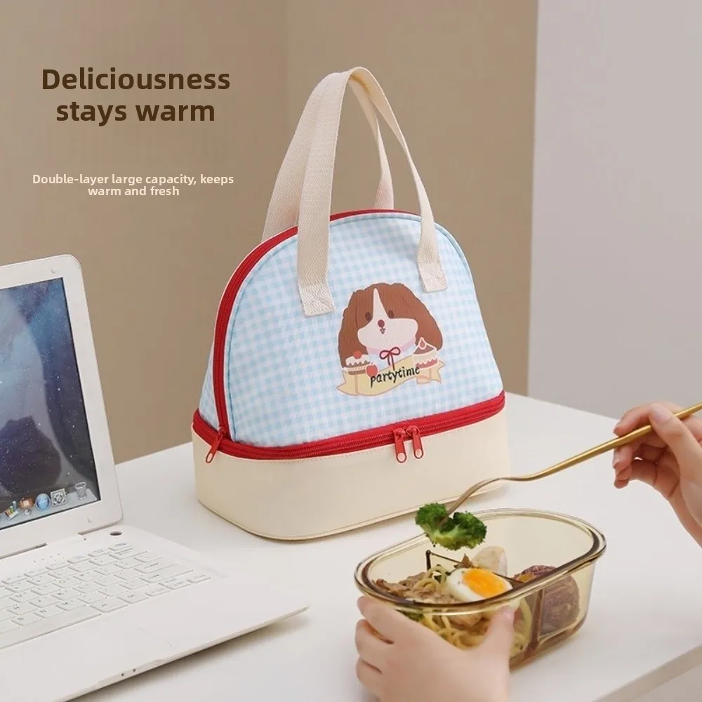 

Portable Double-layer Cartoon Lunch Bag Fresh-Keepin Large Capacity Picnic Bag Leakproof Lightweight Insulated Tote Bag Girls