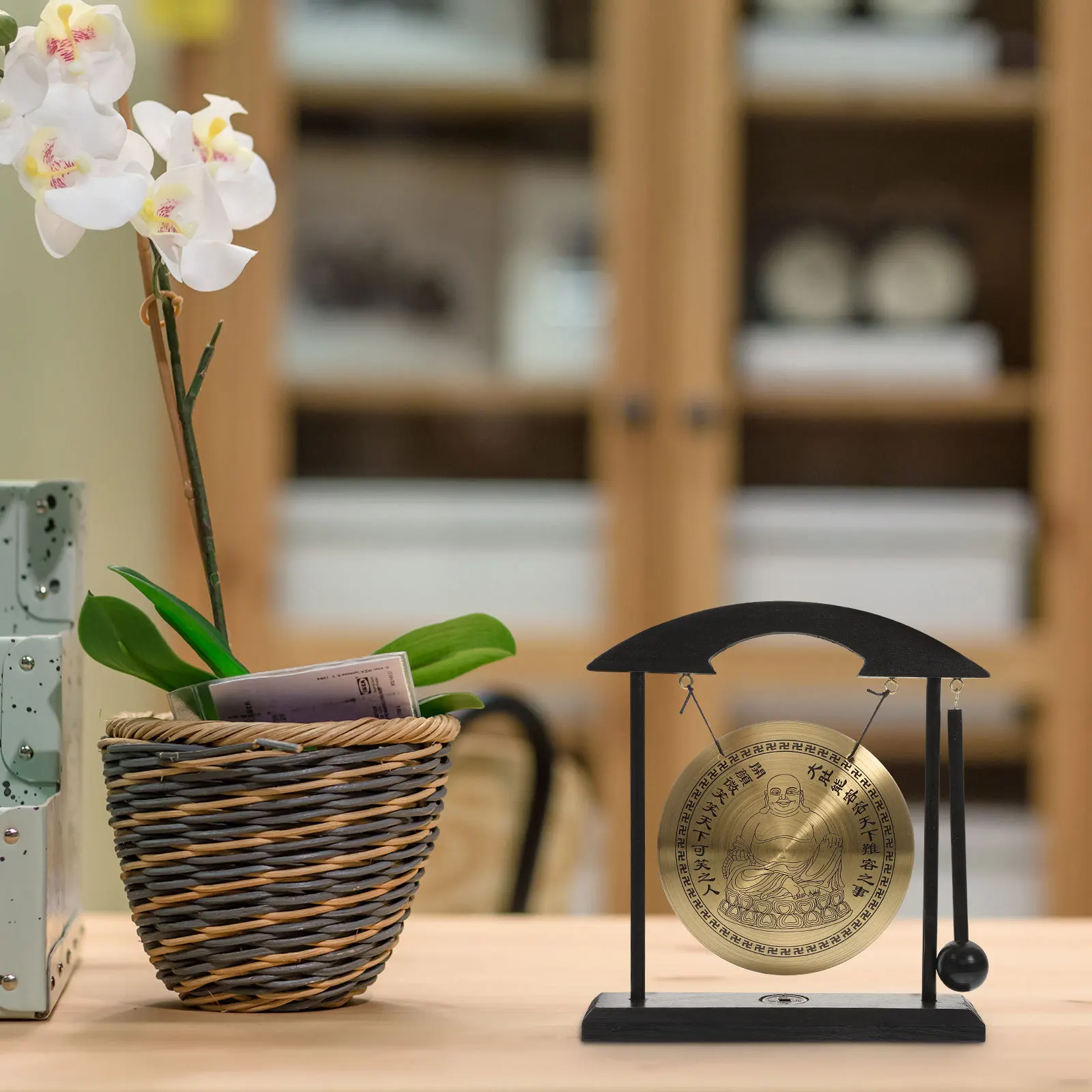 

Copper Gong Ornament Desktop Metal Decor Home Vintage Alloy Craft Zodiac Symbol Chinese Cultural Gift Party Decor