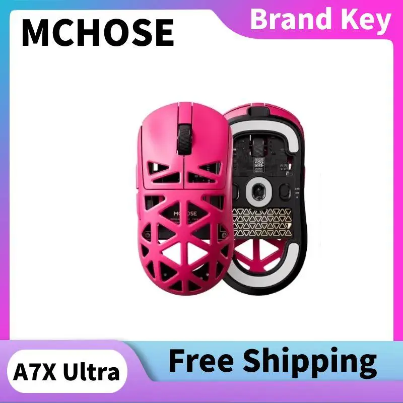 

MCHOSEA7X Ultra 8 кГц Беспроводная полая мышь из магниевого сплава PAW3950TI Датчик 42 К точек на дюйм TTC Микропереключатель Золотое колесо 8 кГц Проводная мышь