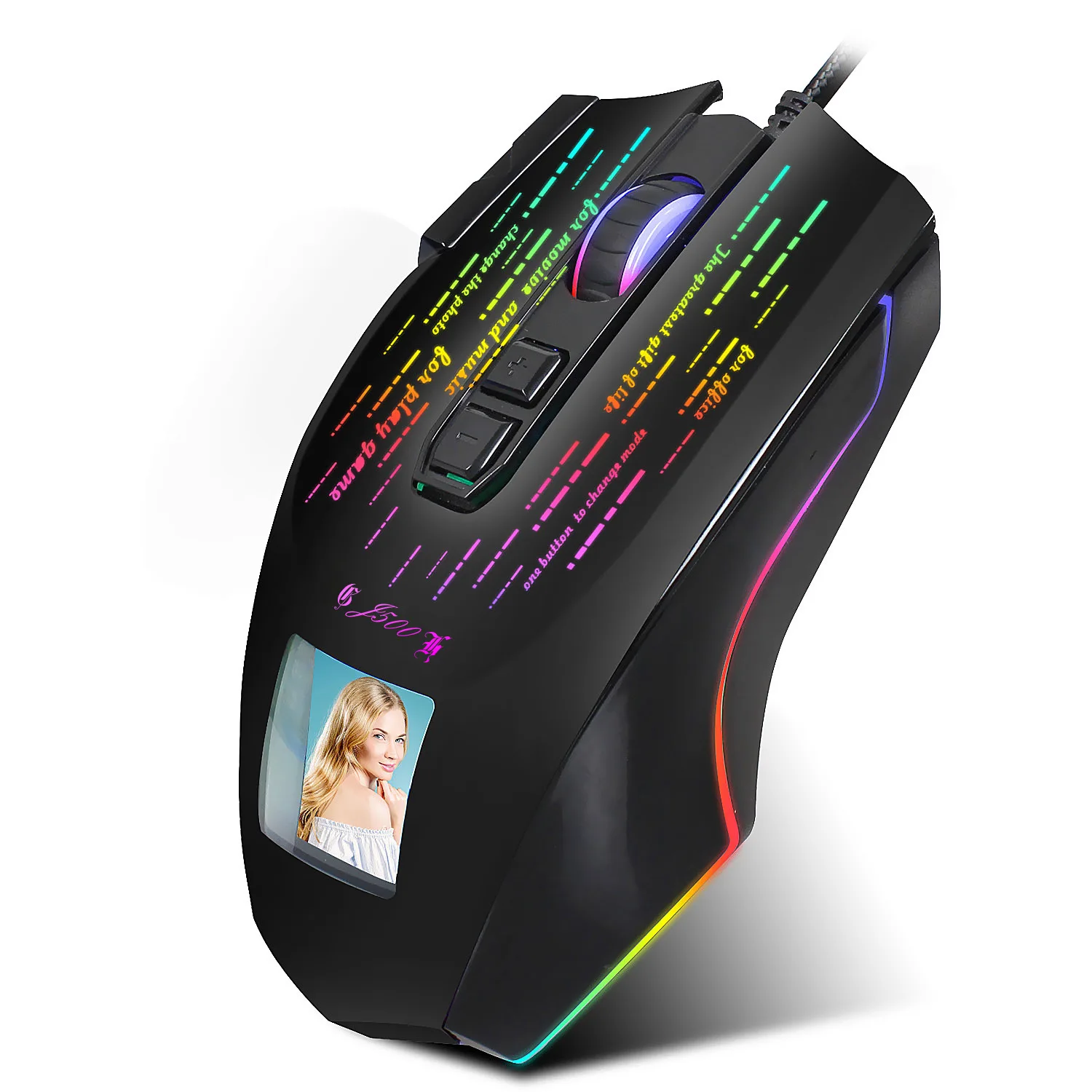 

Проводная игровая мышь HXSJ J500, 10000 DPI, оптический сенсор, RGB подсветка, настройка фото, макропрограммирование для ПК, геймеров, офиса, дома