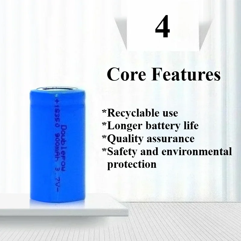 بطارية 18350 900 مللي أمبير 3.7 فولت قابلة لإعادة الشحن، بطارية ليثيوم أيون بمعدل 3C مع سطح مسطح، لمصباح يدوي، أدوات كهربائية، ألعاب Vape أجهزة ذاتية الصنع #5
