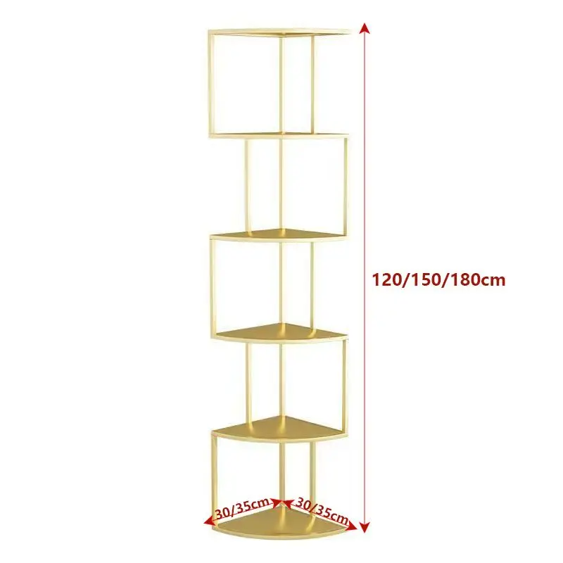 

Bookshelf Floor-to-ceiling corner corner shelf Wrought iron creative triangle display stand Living room upright simple