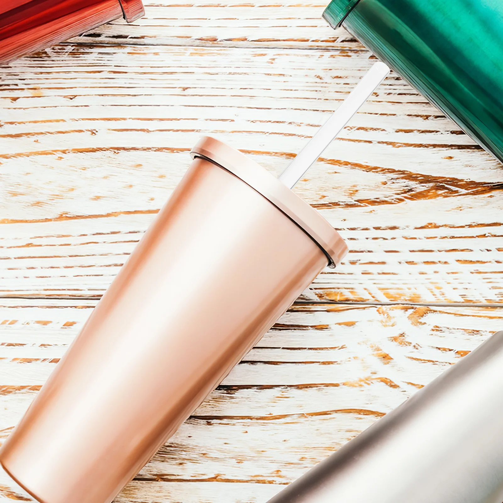 

8Pcs Silicone Straws Set Reusable Long Straws for Cold Hot Drinks Cleaning Brush Tumbler Cup Water Bottle Water Jugs Straws,