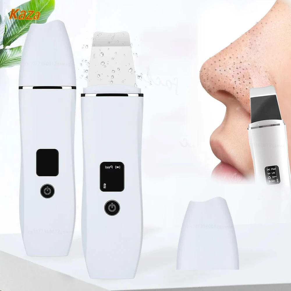 Ultrasonic Skin Scrubber Blackhead Remover, Pá De Peeling Facial, Limpeza Profunda, Espátula De Levantamento De Rosto