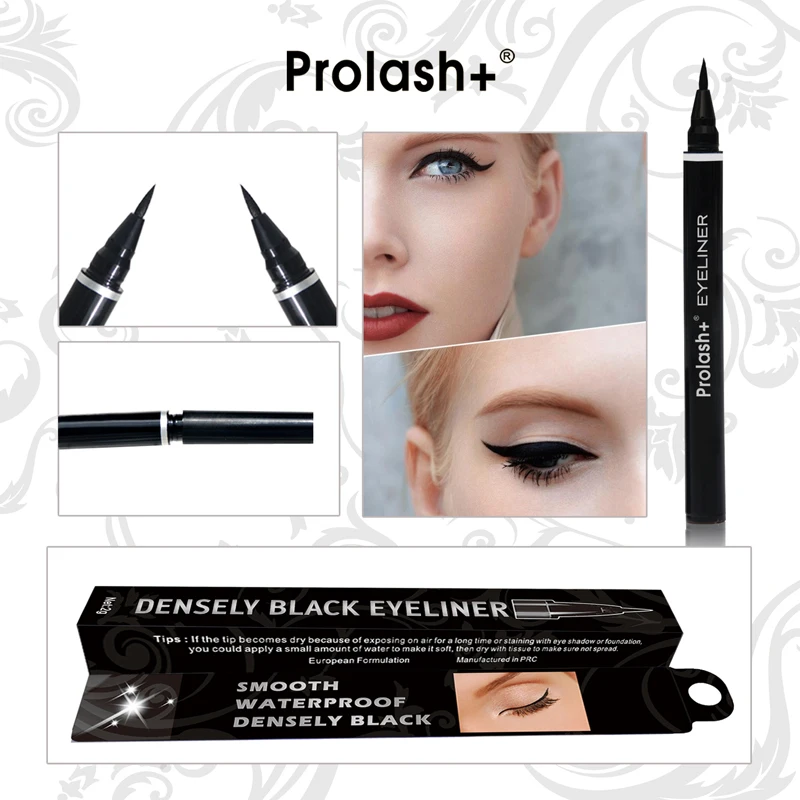 Prolash + Zwarte Eyeliner Waterdichte Make-Up Blijvende Vrouwelijke Oogmake-Up Cosmetica Wimper Make-Up Tool Snel Te Drogen Eyeliner