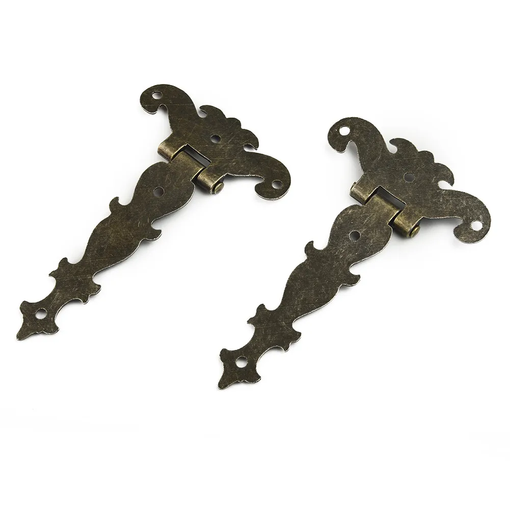 2 Pcs Retro Bronze Zinc Alloy Butt Hinges With 10 Screws Antique Wooden Box Decorative Hinge Hardware Door Parts Big Deal