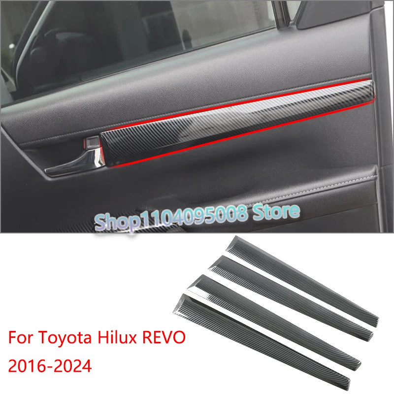 

For Toyota Hilux REVO 2016 2017 2018 2019 2020 2021 4PCS Car Door Protector Panel Trim Decoration ABS Carbon Fiber