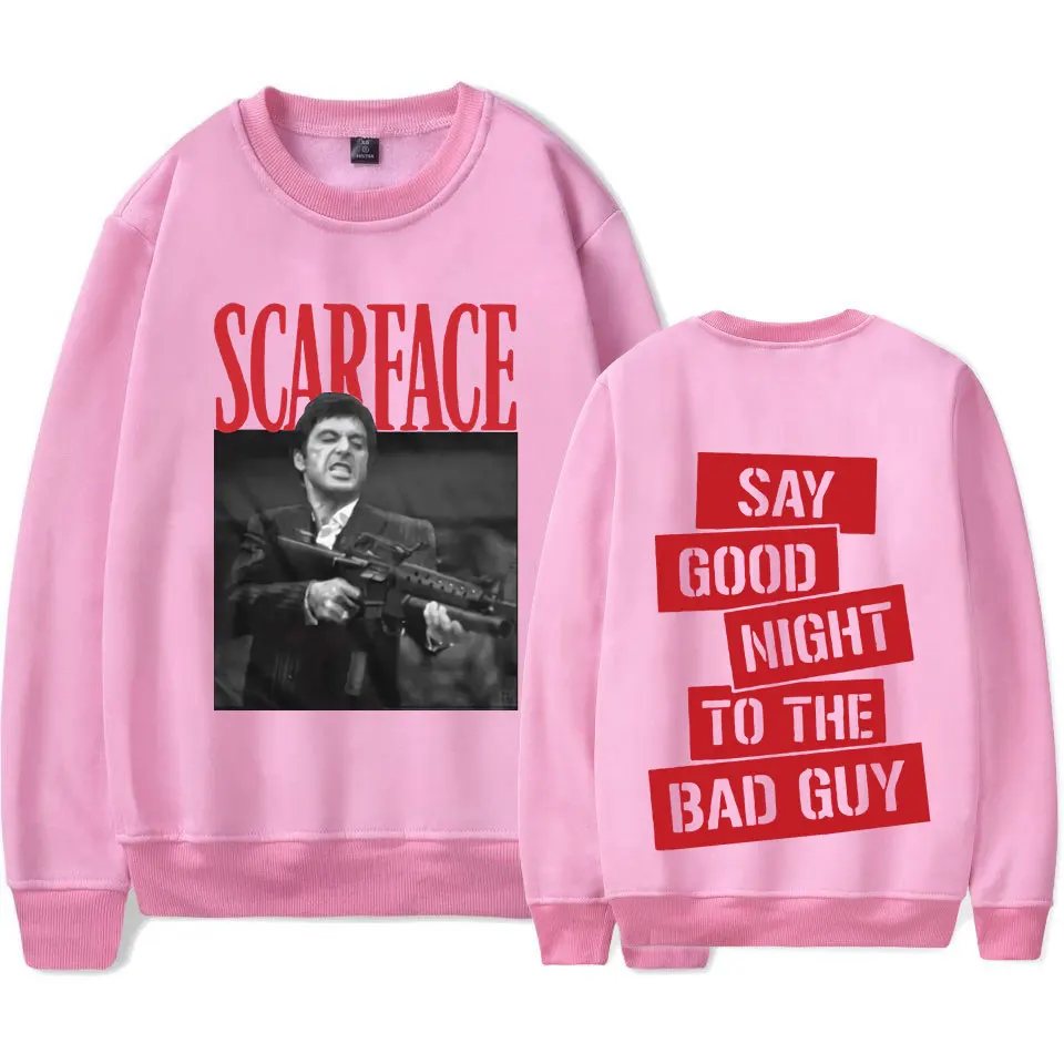 Scarface Tony Montana Say Goodnight To The Bad Guy Slogan Hoodie Unisex Long Sleeve Crewneck Sweatshirt Men Fleece Tracksuit