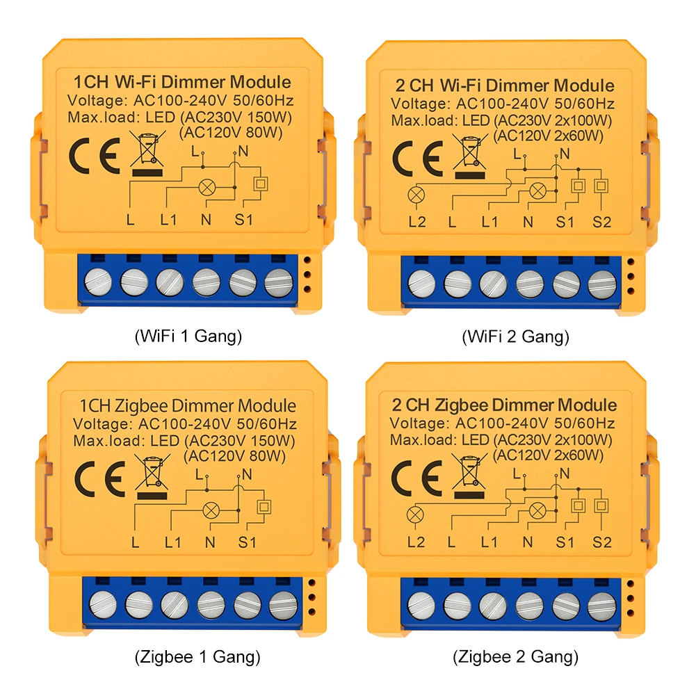

Умный диммер ZigBee, Wi-Fi, 1/2 клавиш, управление через приложение