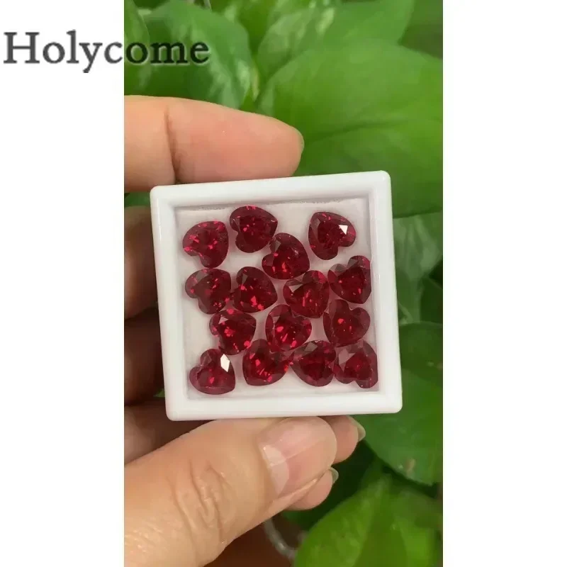 

3x3-20x20mm Heart Shape Brilliant Cut Ruby Factory Price Red VVS1 Loose Gemstone For Earrings anillos