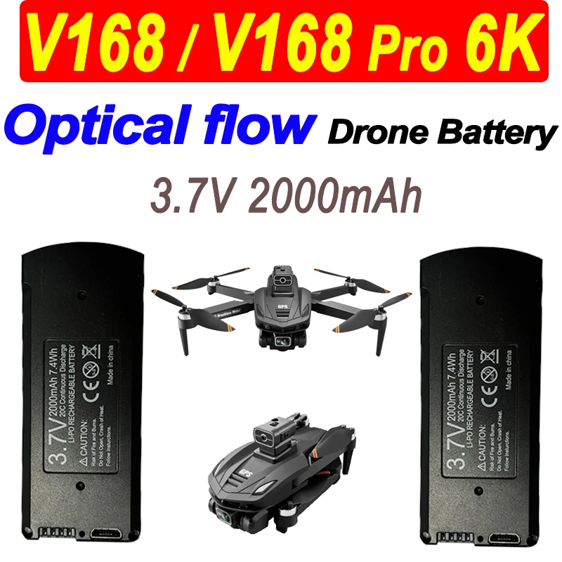 

Original V168 6K Optical Flow Drone Battery 3.7V 2000mAh For V168 Pro NOGPS RC Quadcopter Spare Battery Parts Accessories