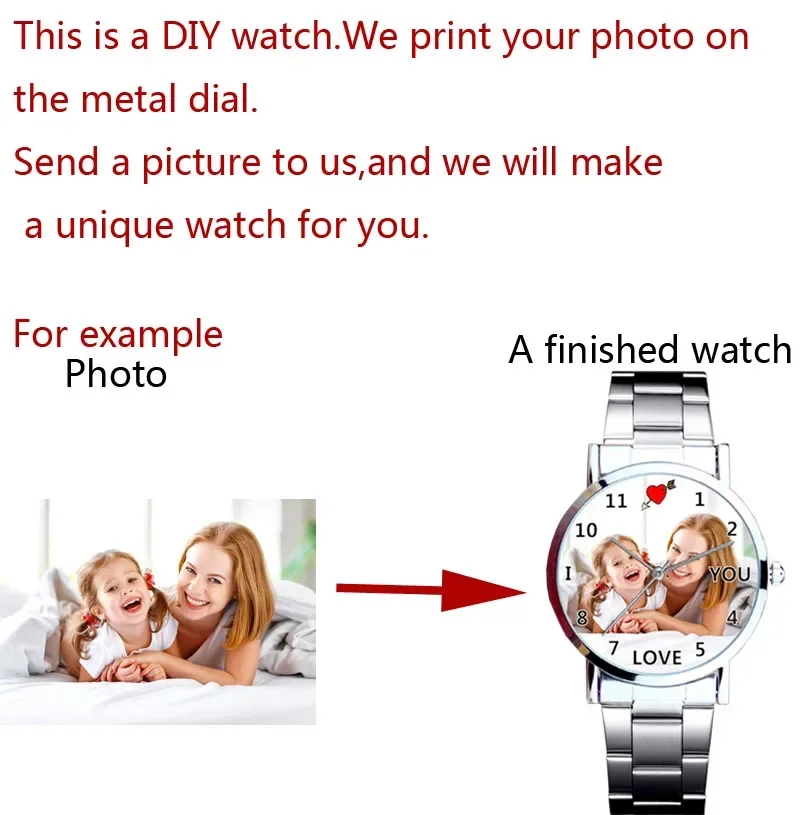 ساعة شخصية إبداعية لعشاق ساعة طباعة الصور تخصيص ساعات الصور للرجال والنساء