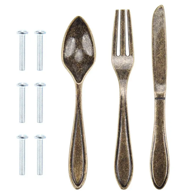 

B62B-15 Pcs Knife Spoon Fork Kitchen Cabinet Closet Drawer Pull Handles Knobs 3-Inch Center To Center