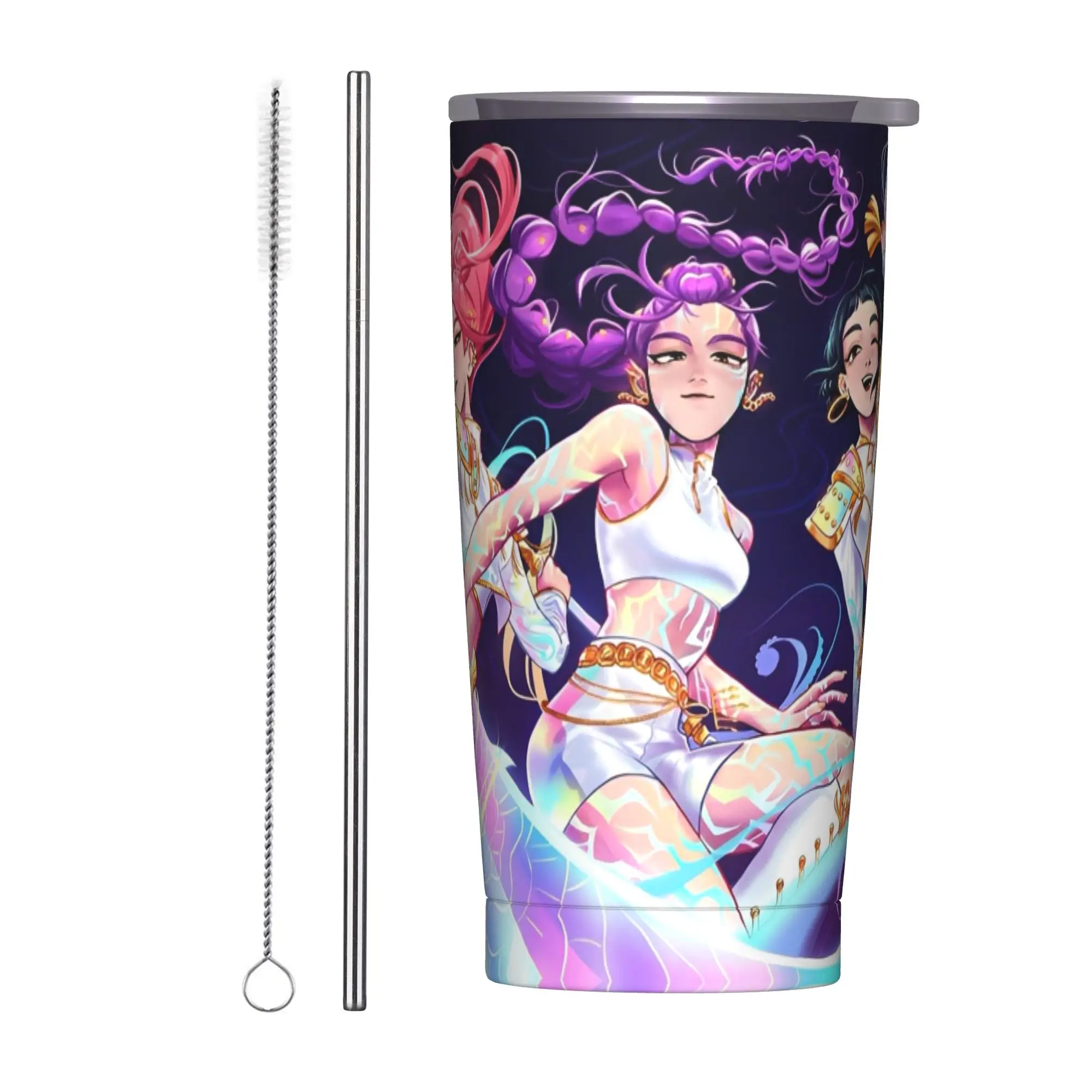 

Kpop Demon Hunters Insulated Tumbler with Straws Huntrix Cartoon Stainless Steel Mugs Double Wall Hot Cold Drinks Cup, 20oz