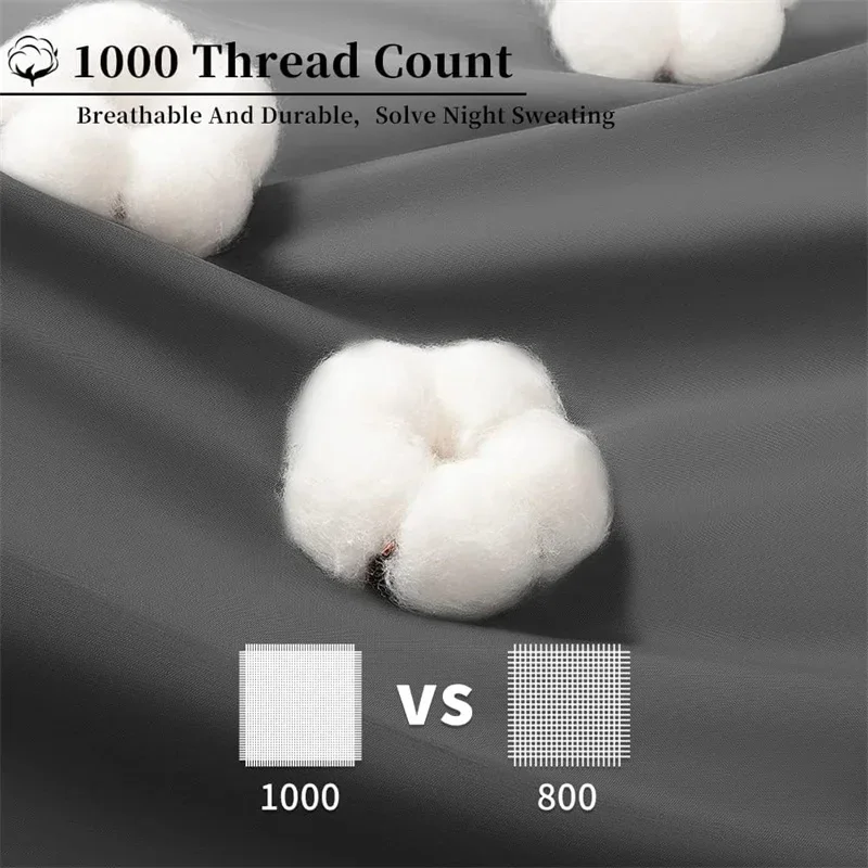 100% Egyptian Cotton Queen King Size Bed Sheet Set 1000 Thread Count Ultra Soft Flat Sheet Fitted Bed Sheet Pillowcase Durable