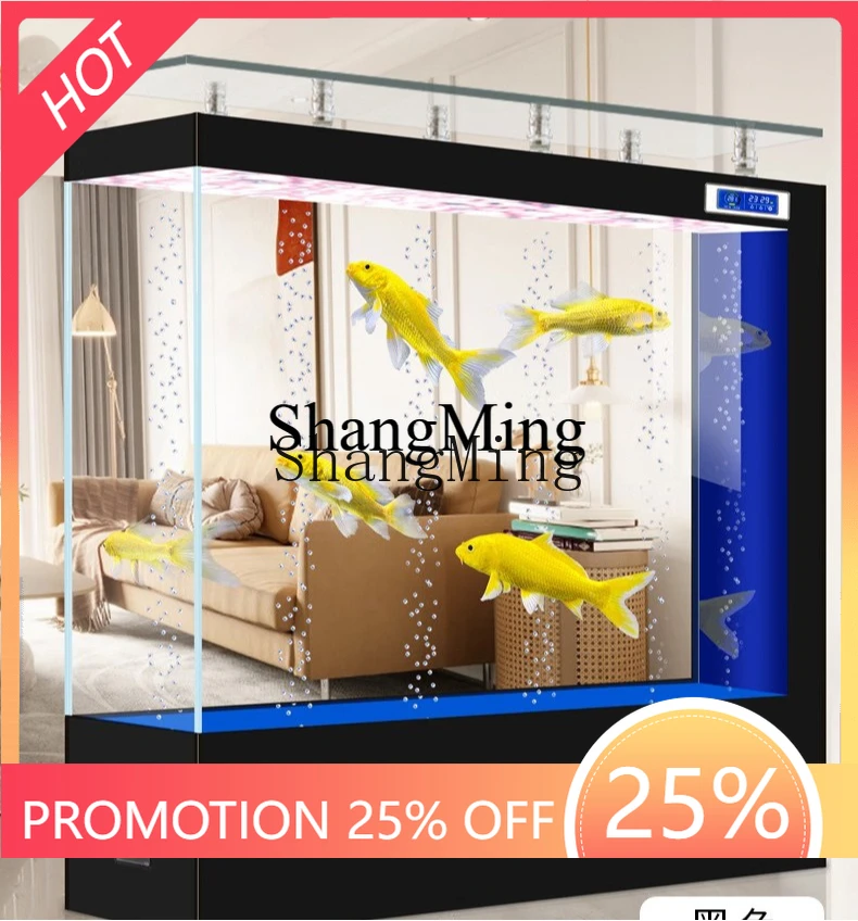 

ZYY household high value large living room household fish tank aquariumsquare bar gold crystal ultra-white glass