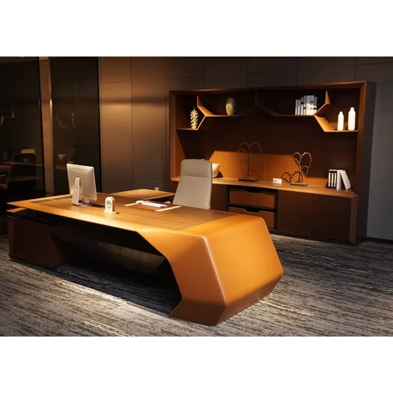 Commercial Leather Manager Table High End Boss Luxury Ceo L Shaped Executive Table Office Furniture Desk Modern