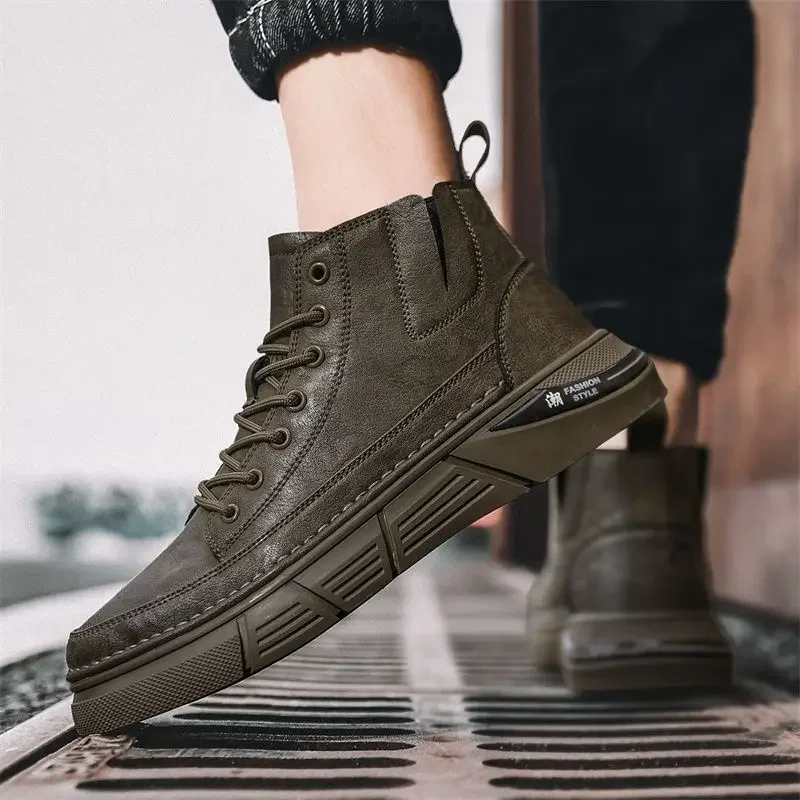 Leather Rubber Man Shoes Waterproof Lightweight Boots for Men Cheap Casual Offer High Quality Comfortable Size 44 Offers 45 Y2k