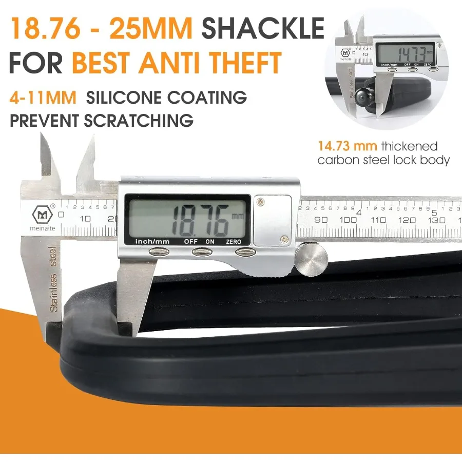 قفل U للدراجة شديد التحمل مضاد للسرقة مع 3 مفاتيح بسمك 18.76 مم لمسة نهائية سوداء بعرض 5.32 بوصة أبعاد داخلية مثالية لـ Urban Commu