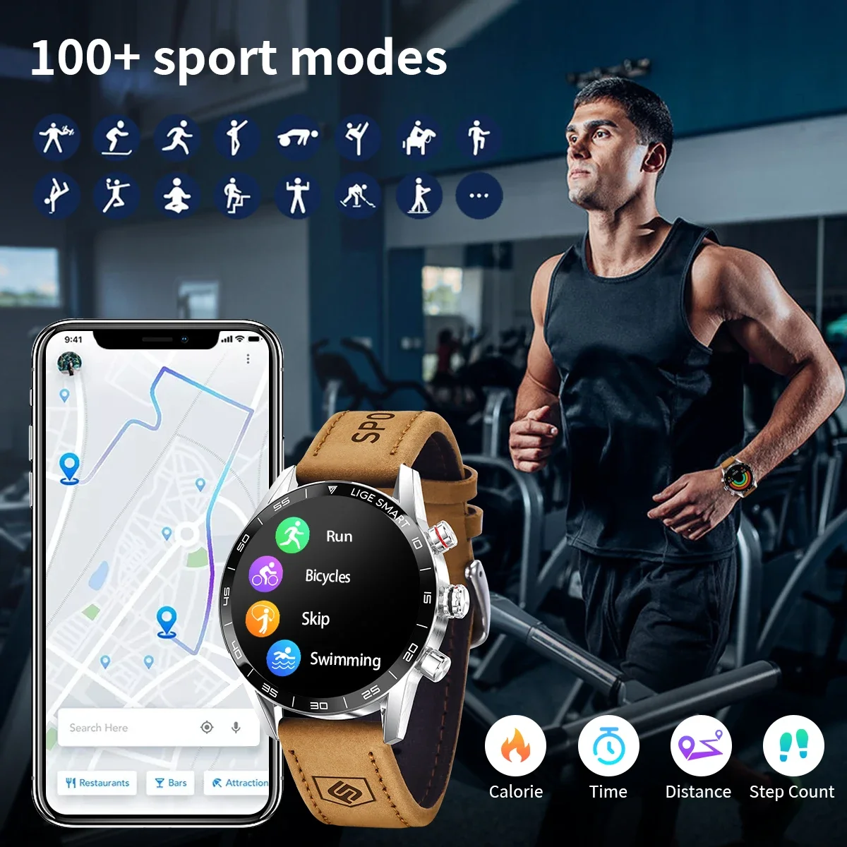 LIGE 2026 New Women Rugged Military GPS Smart Watch Men AMOLED HD Screen Heart Rate Bluetooth Call Waterproof Outdoor SmartWatch