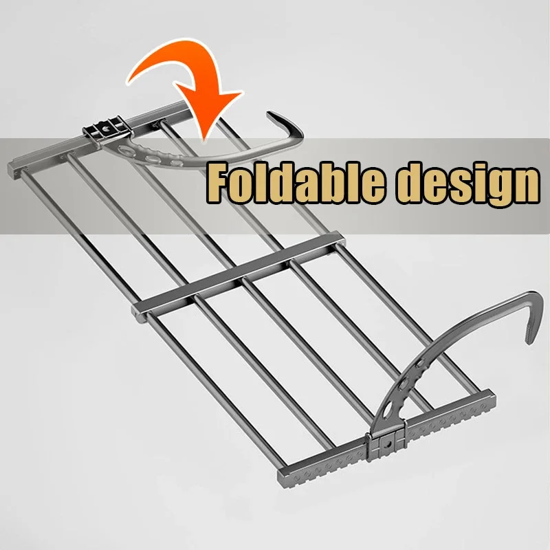 Foldable Clothes Drying Rack Stainless Steel for Balcony Bedroom Drying Shoes Clothes Towel Organizer Window Shoe Storage Shelf