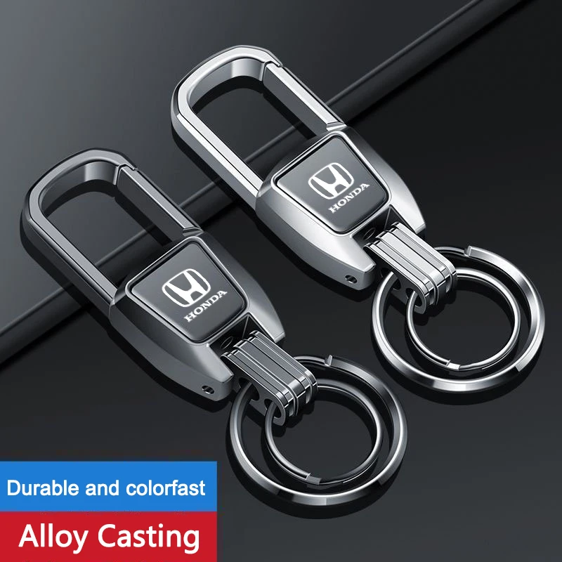 Porte-clés en métal avec logo de voiture, pendentif anti-perte pour Honda Civic Fit Jazz Accord Pilot CRV Odyssey Passport City