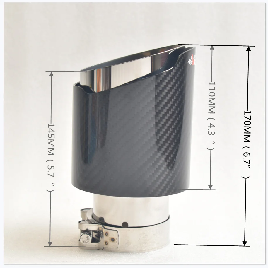 1 Stück Glänzende Kohlefaser-Autoauspuffblende mit Milchlogo, Auspuffrohr, Autozubehör – Detail 6