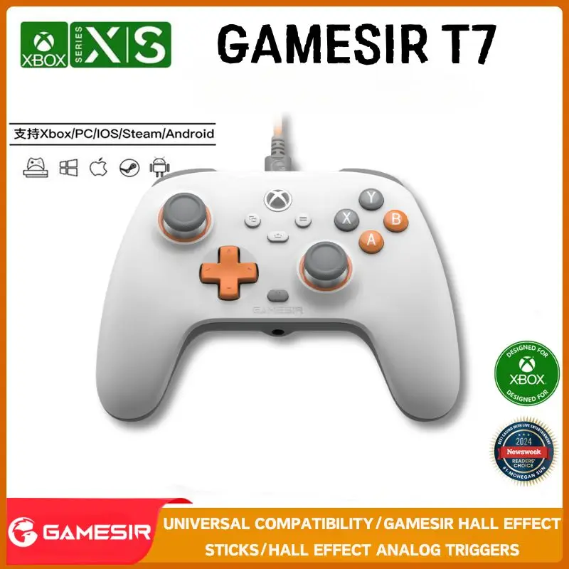 Gamesir T7 Hall Rocker Hall Joysticks With Detachable 3m Usb-C Cable Wired Controller For Xbox Pc Series , Plug And Play Custom