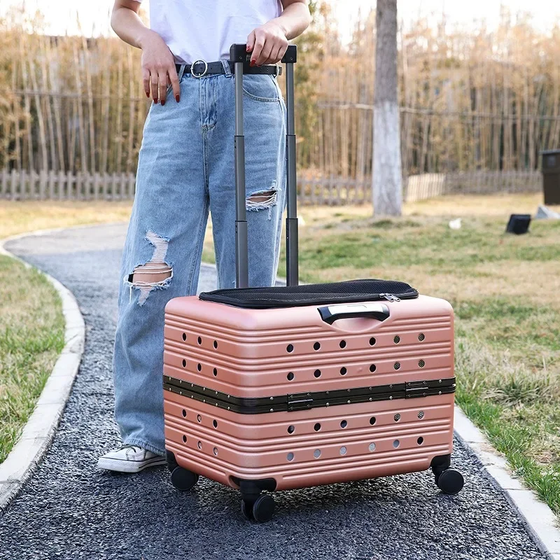 Pet Trolley Case Travel Transport Box Portable Carrier Outdoor Pet Cage Home Large Lightweight Transport Box Pet Products