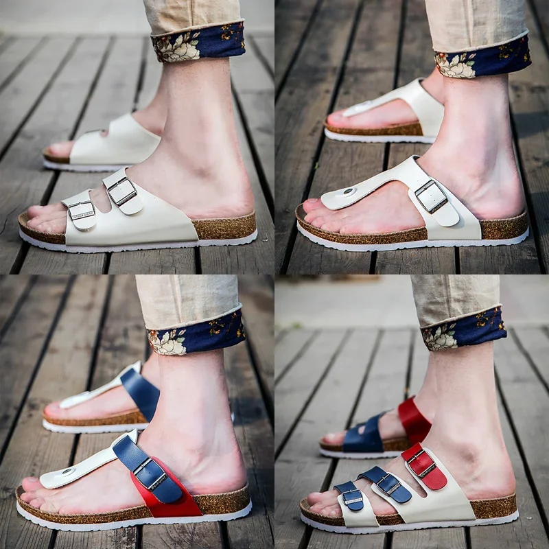 Fashion Women men Slippers Flip Flops Summer Beach Cork Shoes Slides Girls Flats Sandals Casual Shoes Mixed Colors 35-45 - view 5