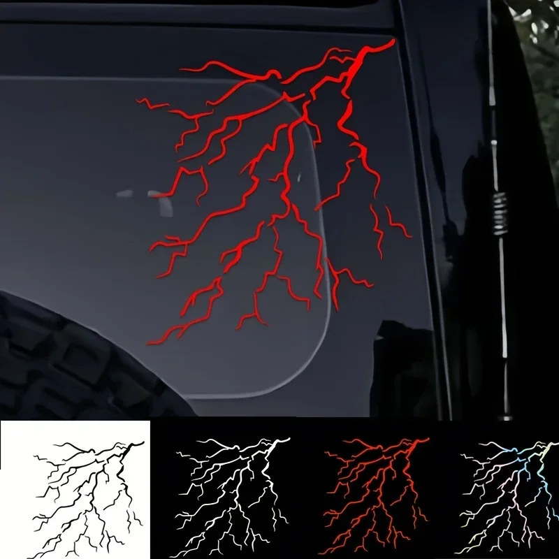 Lightning Bolt Graphic Vinyl Sticker Waterproof Red White Decal for Car Window Body Off Road Scratch Resistant Decoration