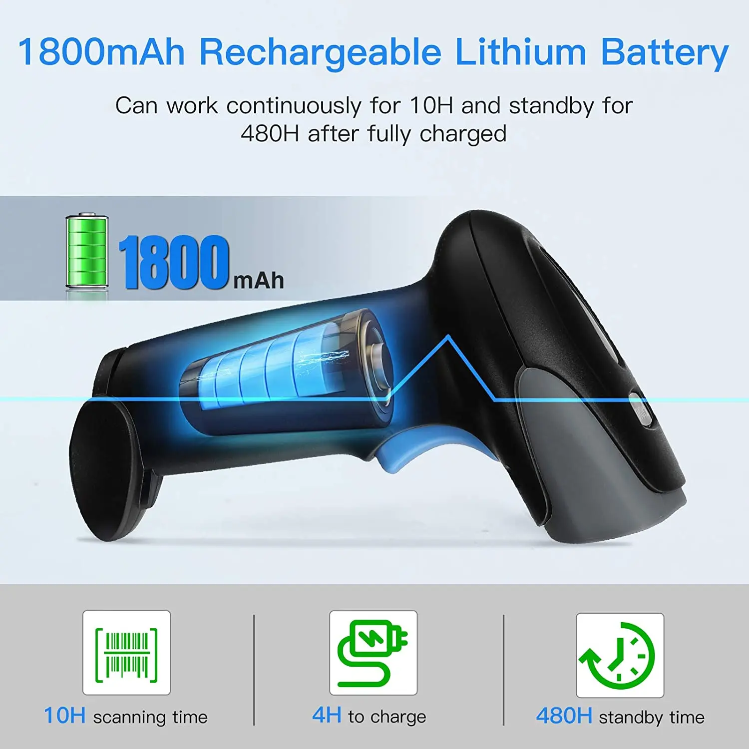 Yoko bwm930 scanner de código de barras bluetooth, leitor de código de barras com fio usb portátil sem fio com detecção automática 1d qr para mana de estoque