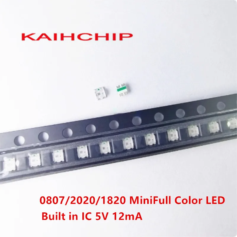 20-1000 pces ws2812b 5v ws2812 0807 2020 mini smd led chip endereçável pixel digital rgb inteligente cor cheia lâmpada de diodo led