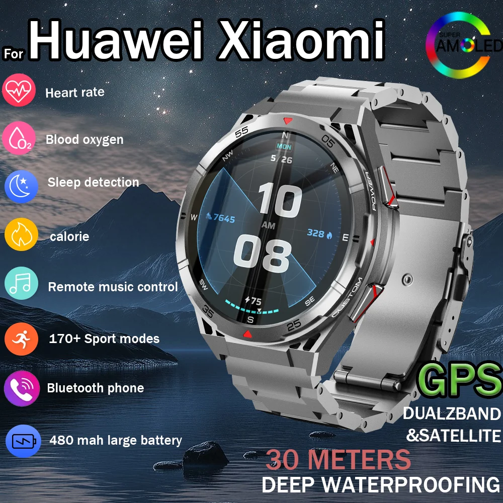 

2025 New X2B GPS Smart Watch Men 3ATM Waterproof Outdoor Fitness Tracker 170+ Sport Mode Altitude Compass Sport Smartwatch