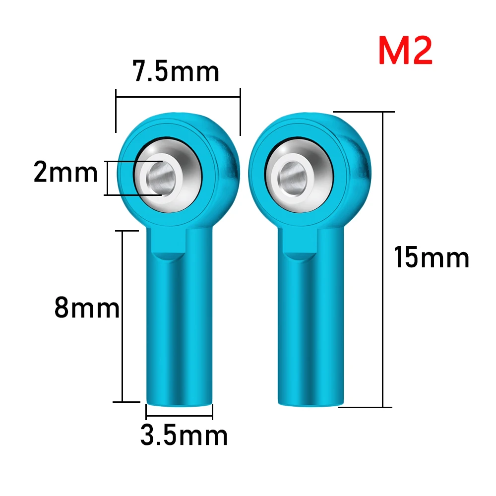 M2 Link Tie Rod End Metal, Universal Joint, Ball Head Buckle, Steering Pushrod End, Mini Varas de Conexão para Barcos RC, 10Pcs