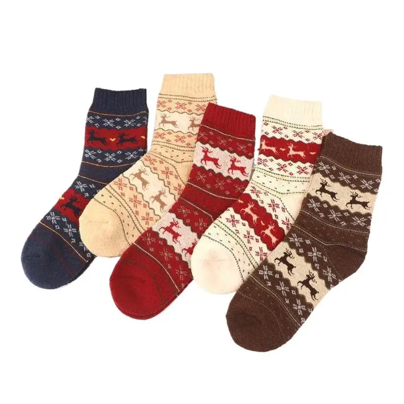 5 paia di calzini da donna da uomo da donna regalo di Natale calzino invernale in lana carina 3D da donna calzino pazzo femminile termico addensare calzini animali caldi