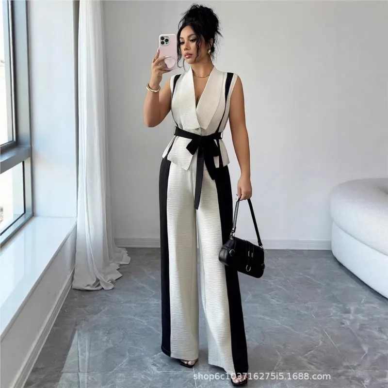 

Women's New Summer Casual Fashion Commuter Suit Exquisite Simple Temperament High Value Black and White Color Scheme Trend