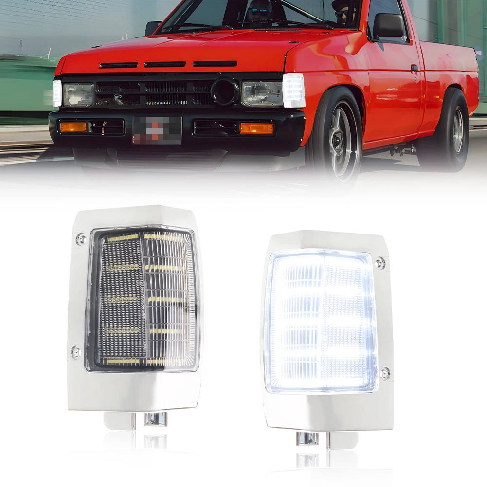 

2 шт. передний угловой фонарь, боковой габаритный фонарь, указатель поворота со светодиодной подсветкой для 1990 1991 1992 1993 1994 1995 1996 1997 Nissan D21 Pickup
