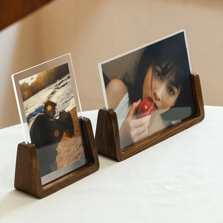 

HeMu Creative solid wood photo frame table double-sided photo frame acrylic transparent photo album frame