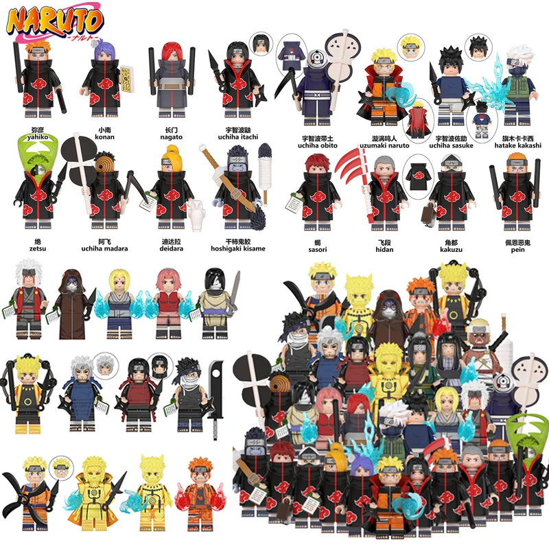 Figura de acción de Naruto de Anime Akatsuki, juguetes ensamblados, adornos Sasuke, modelo DIY de dibujos animados, periférico Itachi, regalos de cumpleaños para niños