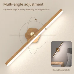 USB Magnetic Wooden Mirror Front Fill Light 360 Rotatable Touch Wall Light LED Night Light for Bedroom Bedside Lamp Home