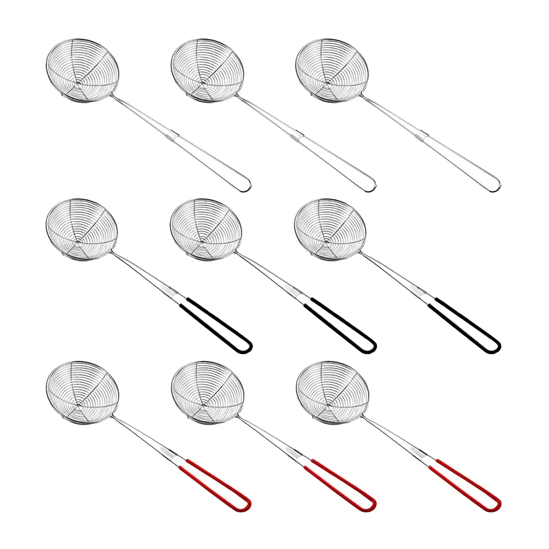 Stainless Steel Colander Sieve,Wire Skimmer Spoon With Handle For Hot Pot Eating Soup Draining And Pearl Food(9 Pieces)