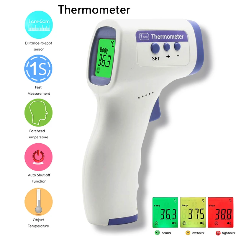 1pc Forehead Temperature Gun Infrared Handheld Thermometer,Home Temperature Gun, Non-Contact Thermometer/Finger Pulse Oximeter