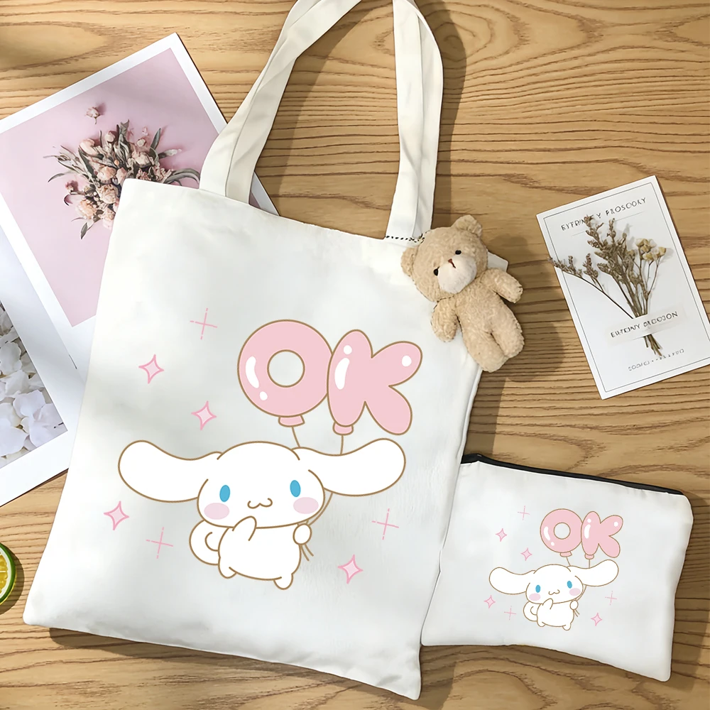 

Набор из 3-х сумок Sanrio Hello Kitty Cinnamoroll: холщовая сумка с принтом аниме-персонажей, портативная сумка для хранения, сумка для отдыха и поездок.