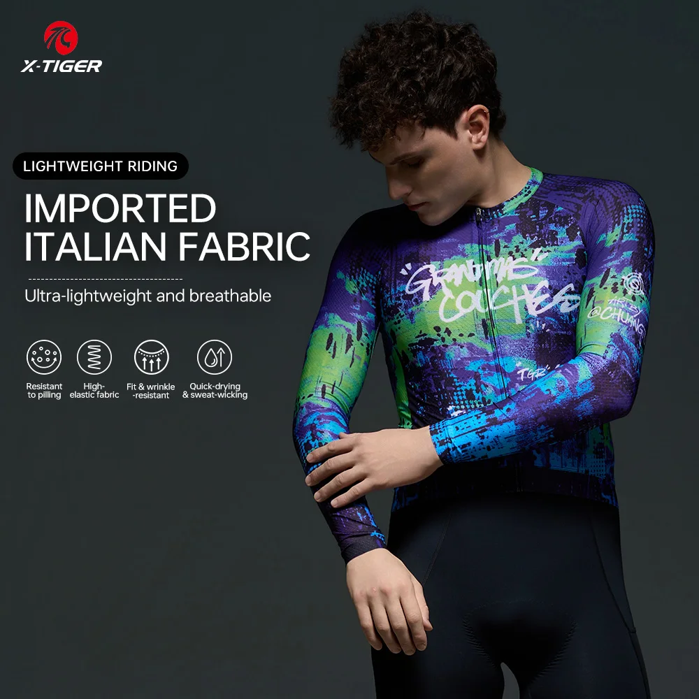 

X-TIGER Men's Cycling Jersey Yingchi SERIES Slim Fit Long Sleeves Breathable Cycling Jersey Mtb Road Bike Pro Cycling Jersey