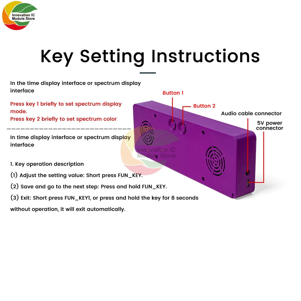 Dazzle Color RGB Music Spectrum Display LED Pickup Ambient Light Electronic Clock Sound Control Spectrum Indicator Rhythm Lights