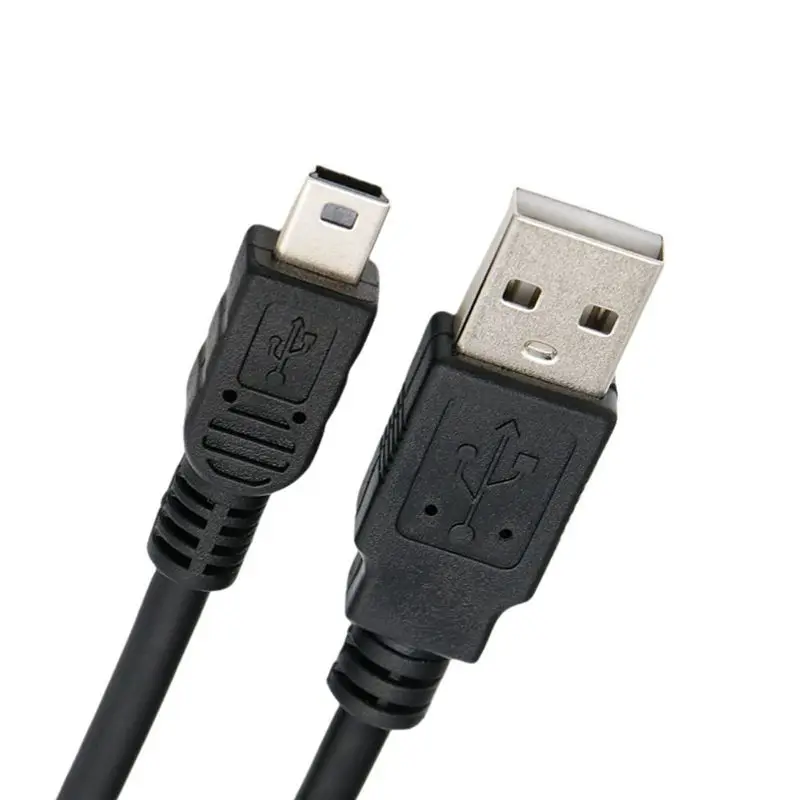 30cm 50cm 1m 1.5m 3m 5m Copper USB2.0 Male to Mini 5-Pin Male Charging Cable, T-shaped V3 Data Cable, Black Mini USB Data Cable